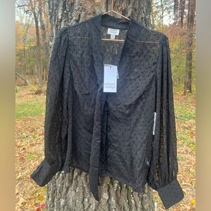 Unique Vintage 1940s Black Clip Dot Lena Blouse